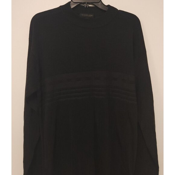 Domani Platinum Shirt Henley Vintage 90s Black Long Sleeve Cotton Rayon Mens XXL - Picture 6 of 13